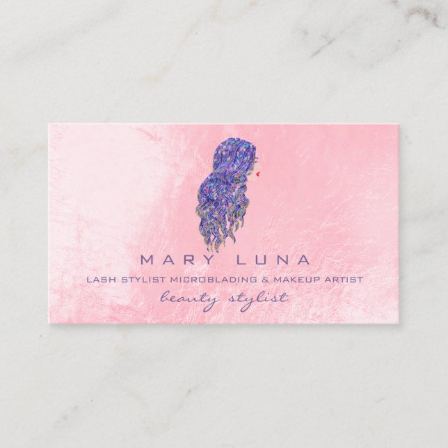 Makeup Artist Eyebrows Lashes Pink Hairdresser Business Card (Front)