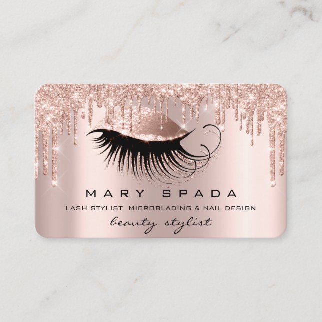 Makeup Artist Eyebrows Lashes Pink Rose Brows Business Card (Front)