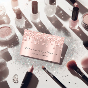 Makeup Artist Eyelash Blogger Diamond Drips Rose Business Card