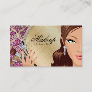 Makeup Artist Eyelash Brushes Cosmetology Pink g Business Card