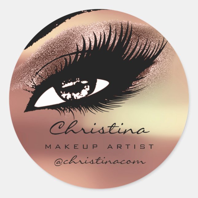 Makeup Artist Eyelash Extension Rose Copper Classic Round Sticker (Front)