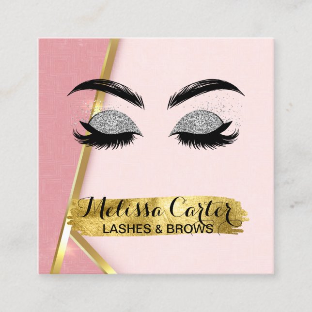 Makeup Artist Eyelash Extensions Lashes Brows Square Business Card (Front)