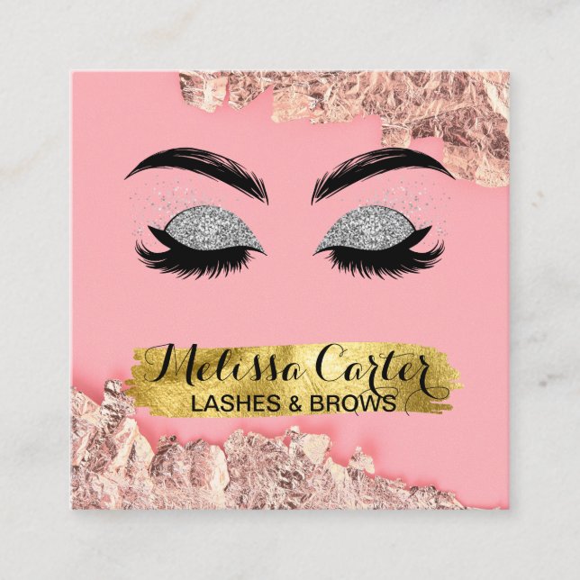 Makeup Artist Eyelash Extensions Lashes Brows Square Business Card (Front)