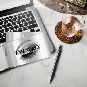 Makeup Artist Eyelash Extensions QR LOGO Silver Business Card