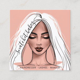 Makeup Artist Eyelash Hair Brows Lips Blush Girl Square Business Card