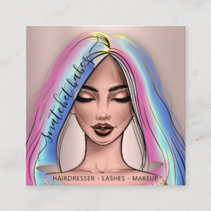Makeup Artist Eyelash Hair Brows Lips Face Rose Square Business Card