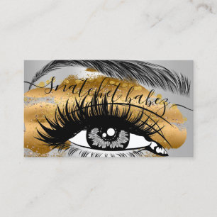 Makeup Artist Eyelash Hair Brows QR Logo Gold Business Card