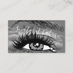 Makeup Artist Eyelash Hair Brows QR Logo Grey Business Card
