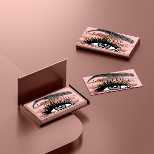 Makeup Artist Eyelash Hair Brows QR Logo Rose Business Card