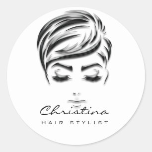 Makeup Artist Eyelash Hair Salon Microblaidng Whit Classic Round Sticker
