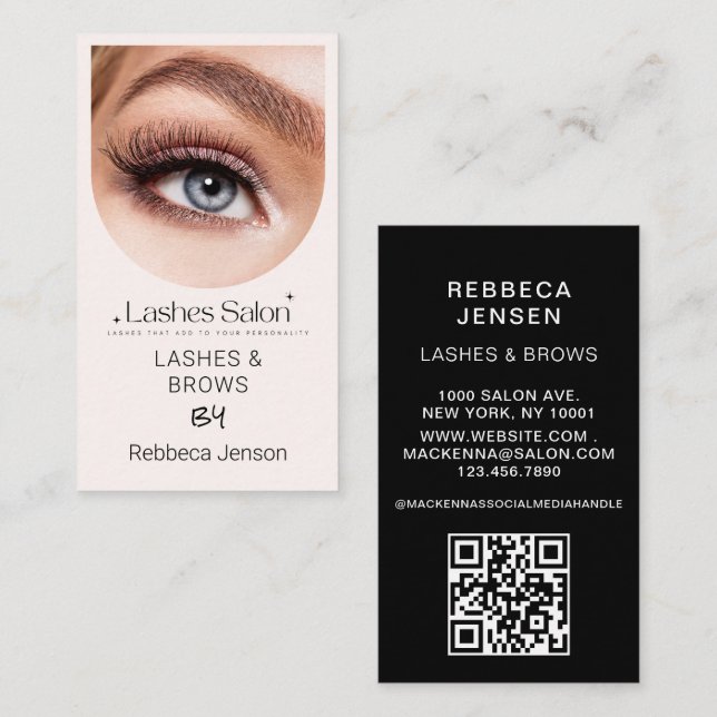 Makeup Artist Eyelash Lashes & Brows Business Card (Front/Back)