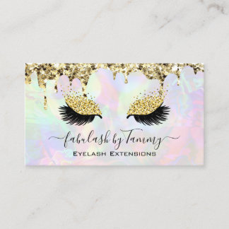 Makeup Artist Eyelash Lashes Glitter Drips Gold Business Card