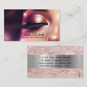 Makeup Artist Eyelash Lashes Glitter Drips Rose Business Card