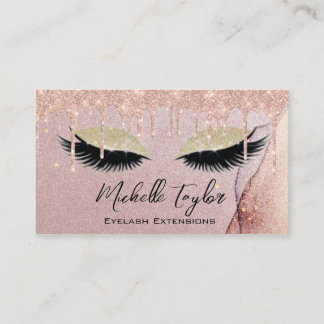 Makeup Artist Eyelash Lashes Glitter Drips Rose Business Card