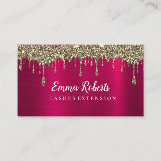 Makeup Artist Eyelash Lashes Glitter Drips Rose Business Card