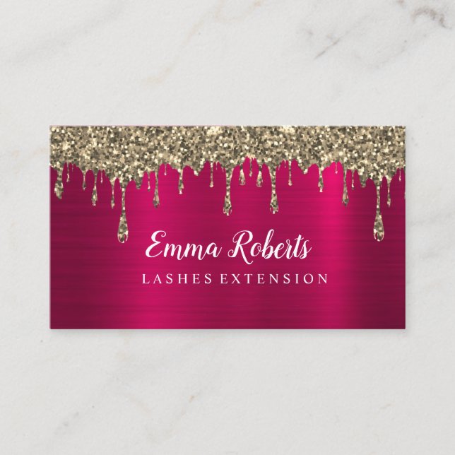 Makeup Artist Eyelash Lashes Glitter Drips Rose Business Card (Front)