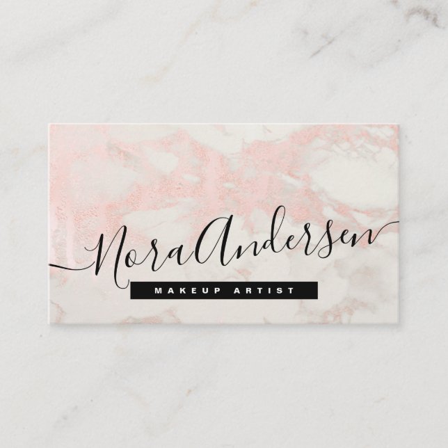 Makeup Artist Eyelash Lashes Glitter Pink Rose Business Card (Front)