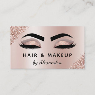 Makeup Artist Eyelash Lashes Glitter Rose Gold Business Card