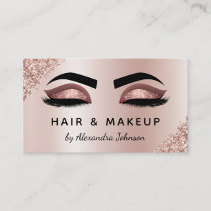 Makeup Artist Eyelash Lashes Glitter Rose Gold Business Card