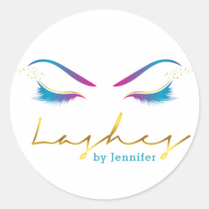 Makeup Artist Eyelash Lashes Paint Drips Teal Classic Round Sticker