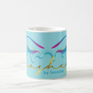 Makeup Artist Eyelash Lashes Paint Drips Teal Coffee Mug