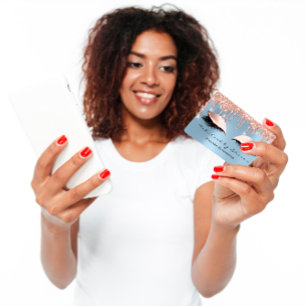 Makeup Artist Eyelash Lashes Rose Drips Blue Royal Business Card