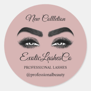 Makeup Artist Eyelash Logo Rose Packaging Cleaner Classic Round Sticker