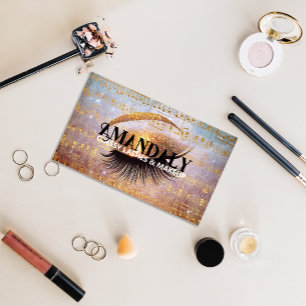 Makeup Artist Eyelash QR LOGO Gold Music Notes Business Card