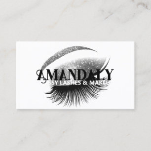 Makeup Artist Eyelash QR LOGO Silver White Business Card
