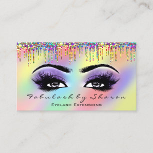 Makeup Artist Eyelash Unicornn Purple Holograph Business Card