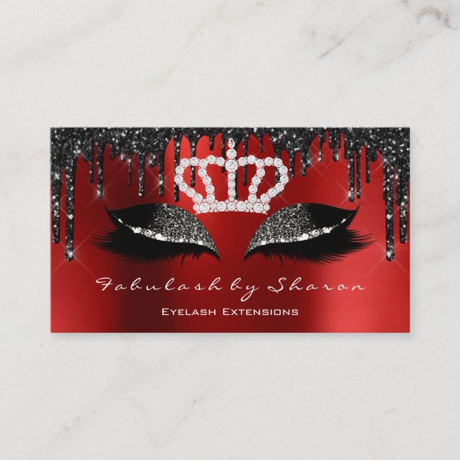 Makeup Artist Eyelashes Extension Black Drip Royal Business Card (Front)