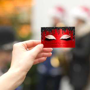 Makeup Artist Eyelashes Extension Red Black Drips Business Card