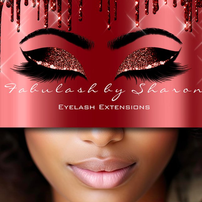 Makeup Artist Eyes Lash Glitter Drip Brown Masrala Business Card (Makeup Artist Eyes Lash Glitter Drip Brown Marsala Business Card)