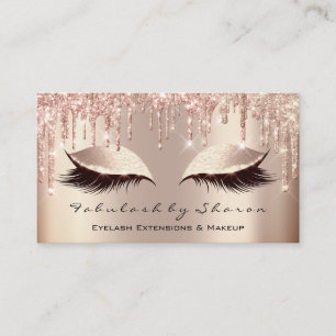 Makeup Artist Eyes Lash VIP Glitter Drip Rose Gold Business Card
