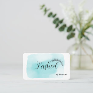 Makeup Artist Eyes Lashes Blush blue Watercolor Business Card