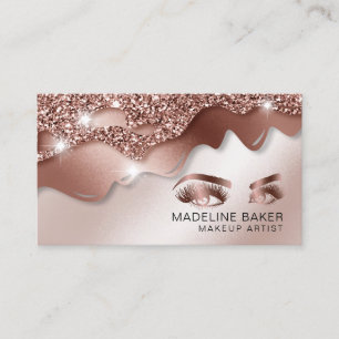Makeup Artist Eyes Lashes Dripping Rose Gold Business Card