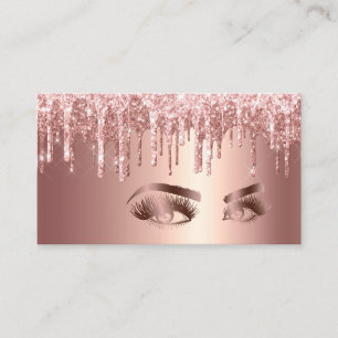 Makeup Artist Eyes Lashes Dripping Rose Gold Business Card