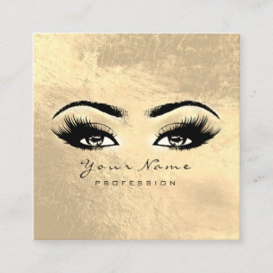 Makeup Artist Eyes Lashes Extension Gold Square Square Business Card