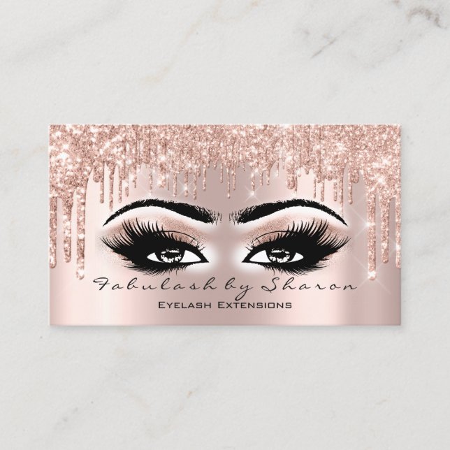 Makeup Artist Eyes Lashes Glitter Drip Blush Spark Business Card (Front)