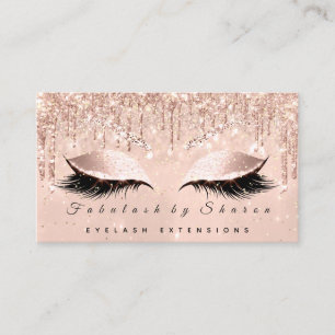 Makeup Artist Eyes Lashes Glitter Drips Rose Brown Business Card