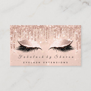 Makeup Artist Eyes Lashes Glitter Drips Rose Gold Business Card