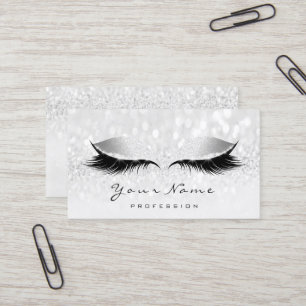 Makeup Artist Eyes Lashes Glitter Silver Grey Business Card