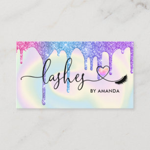 Makeup Artist  Eyes Lashes Unicorn Holographic Business Card