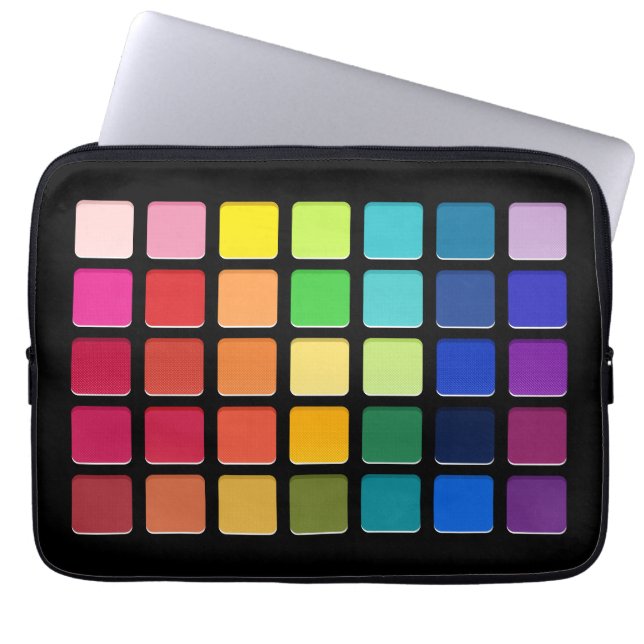 Makeup Artist Eyeshadow Pallete Rainbow Grid Laptop Sleeve (Front)