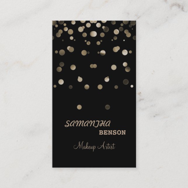 Makeup Artist Fashion Glow Glitter Sparkle Gold Business Card (Front)