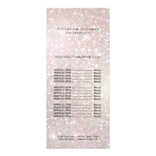 makeup artist faux champagne glitter price list rack card
