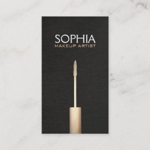 Makeup Artist Faux Gold Foil Mascara Logo Business Card