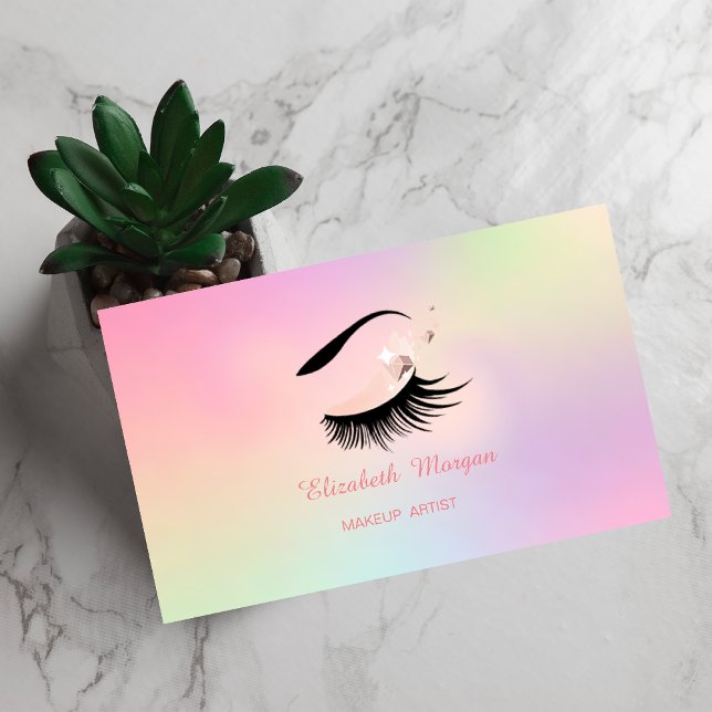 Makeup Artist, Faux Lashes Holographic Business Card (Creator Uploaded)