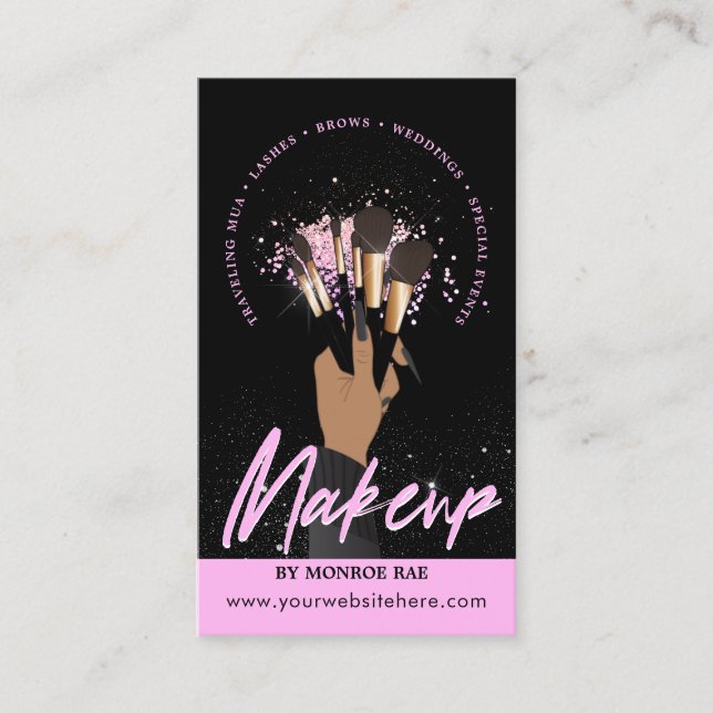Makeup Artist Glam MUA Beauty Salon Logo Business  Business Card (Front)