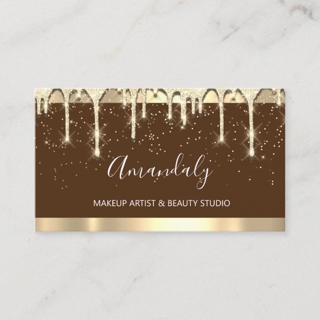 Makeup Artist Glitter  3dEffect Drips Confetti Lux Business Card (Front)